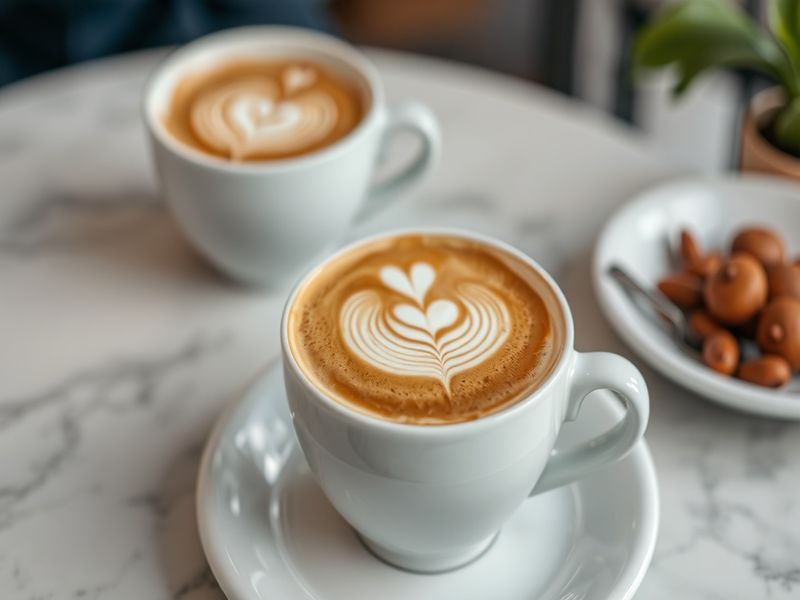 Café au lait onctueux avec latte art au Café Tanger