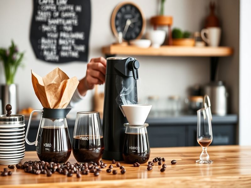 Détail d'une préparation de café filtre manuel de précision